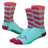 Chaussettes DeFeet Handlebar Mustache turquoise et rouge