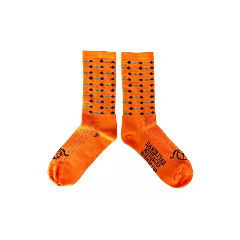 Chaussettes DeFeet Handlebar Mustache Bling Bling orange