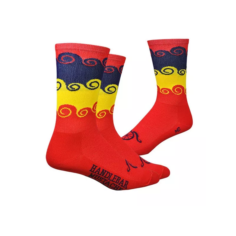Chaussettes DeFeet Handlebar Mustache "Amongst the waves" rouge