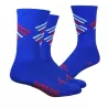Chaussettes DeFeet Handlebar Mustache offset bleu blanc rouge