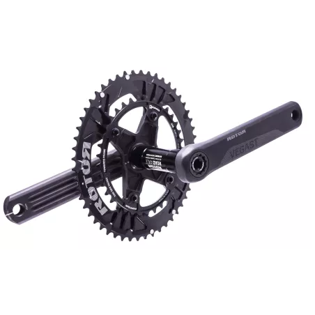 Pédalier complet Rotor Vegast  axe + manivelles + étoile + plateaux ronds NOQ ou ovalisés Qrings
