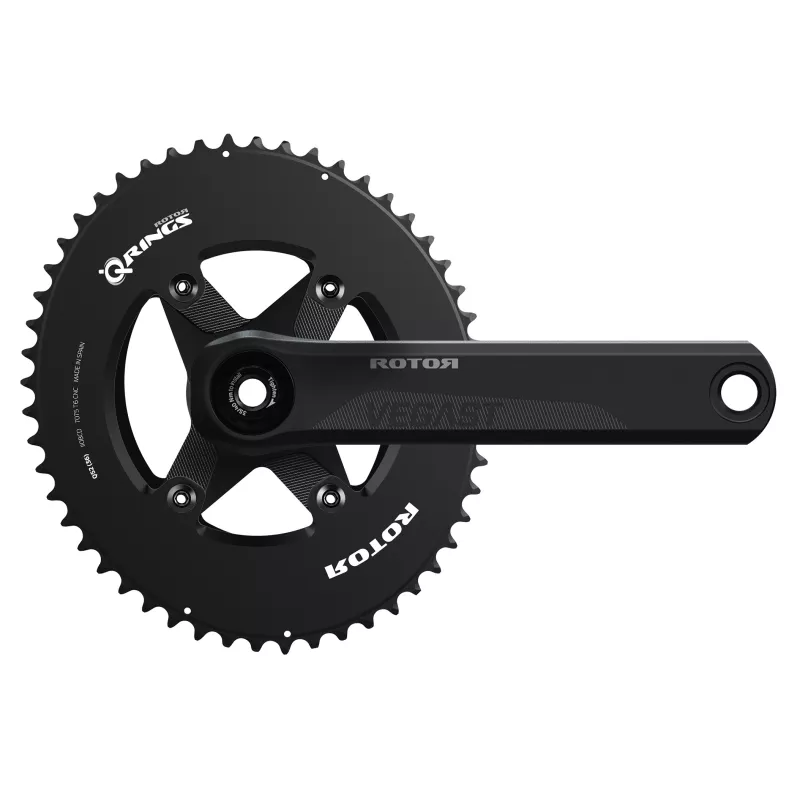 Pédalier complet Rotor Vegast aéro axe + manivelles + étoile + plateaux aéro ronds NOQ ou ovalisés Qrings