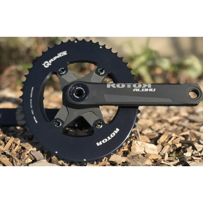 Pédalier Rotor Aldhu semi aéro complet avec étoile et plateaux, axe24 ou 30mm