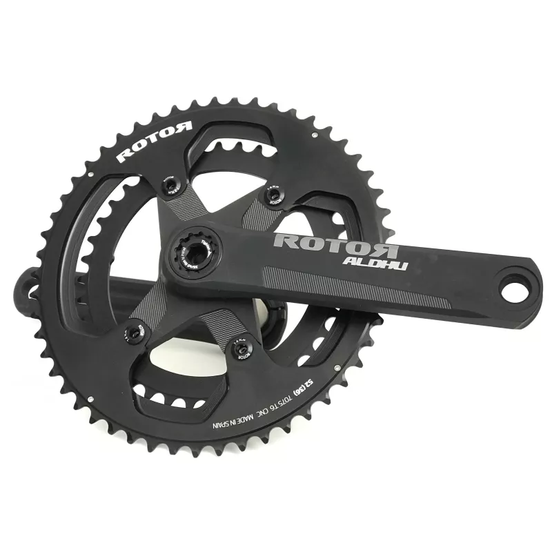 Pédalier Rotor Aldhu complet avec étoile et plateaux 52/36 NOQ ronds