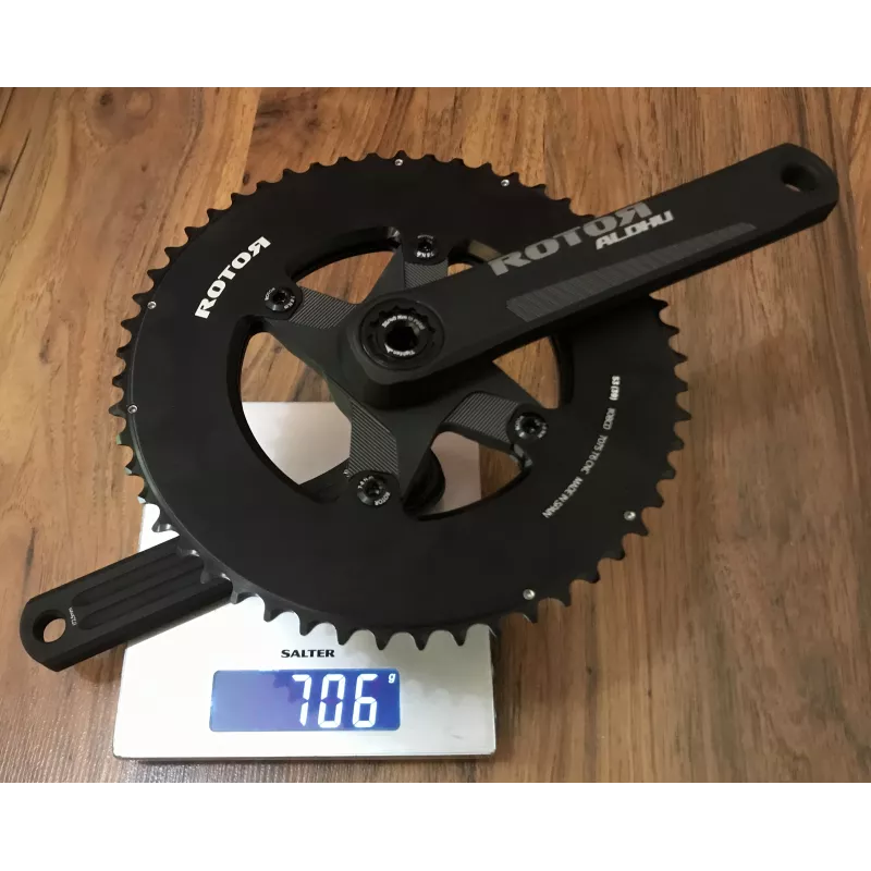 Poids du pédalier Aldhu Spider Mount en 172,5mm, axe 30mm, plateaux ronds 53/39