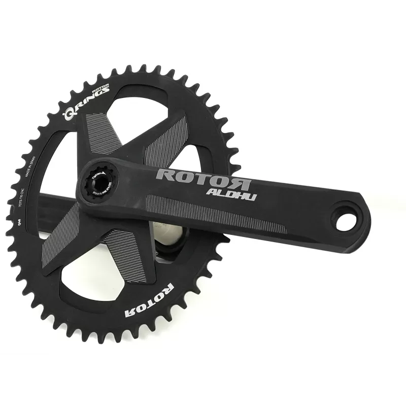 Photo d'un pédalier Rotor Aldhu 24mm avec spidering mono 48 ovalisé
