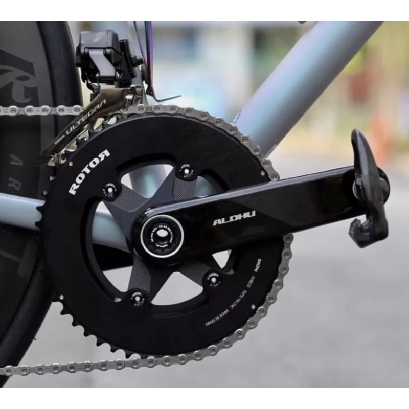 Pédalier Rotor Aldhu carbon Spider Mount avec plateaux ronds 50/34