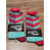 Chaussettes DeFeet Handlebar Mustache turquoise et rouge