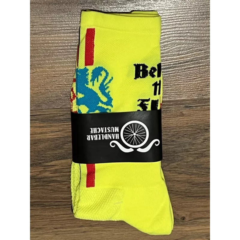 Chaussettes DeFeet Handlebar Mustache "TFU" jaune fluo