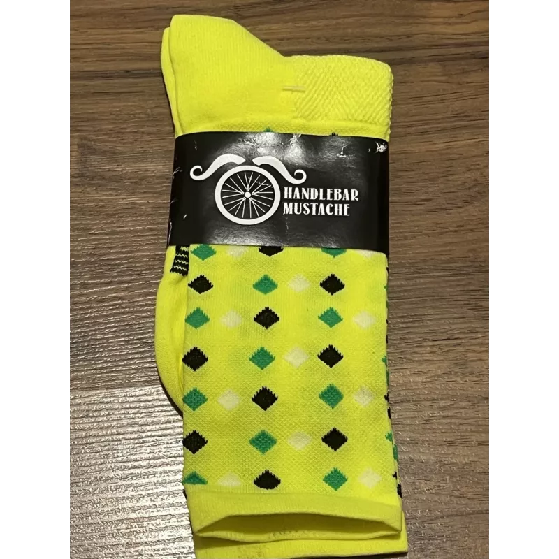 Chaussettes DeFeet Handlebar Mustache Bling Bling jaune