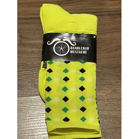 Chaussettes DeFeet Handlebar Mustache Bling Bling jaune