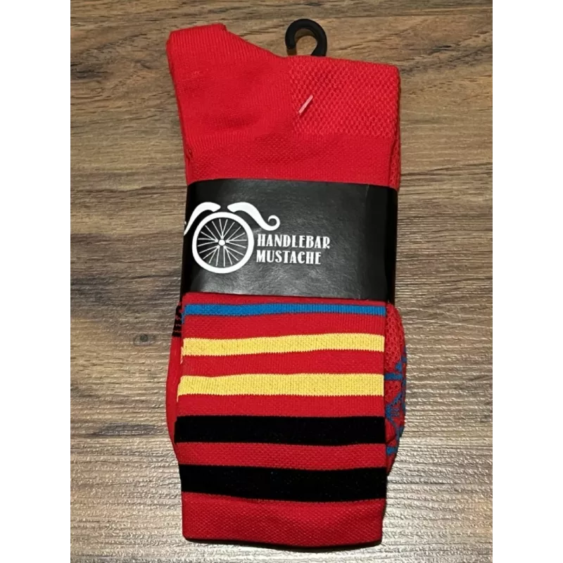 Chaussettes DeFeet Handlebar Mustache Between the lines rouge