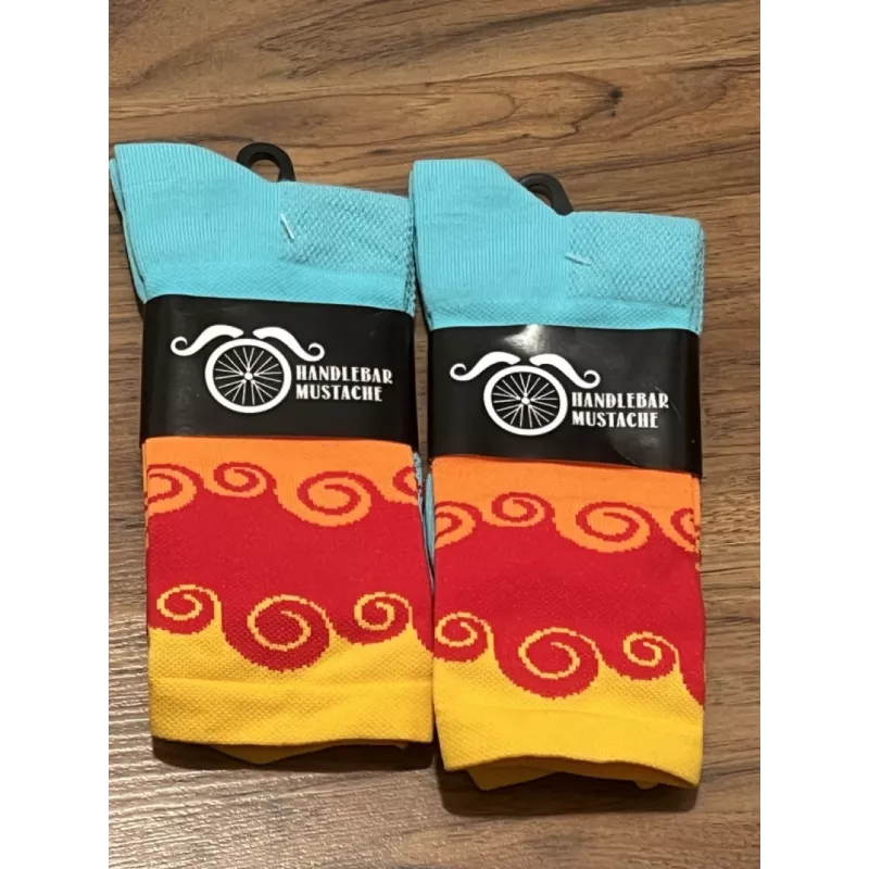 Chaussettes DeFeet Handlebar Mustache "Amongst the waves" bleu