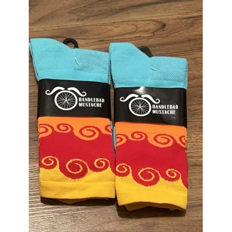 Chaussettes DeFeet Handlebar Mustache "Amongst the waves" bleu