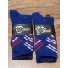 Chaussettes DeFeet Handlebar Mustache offset bleu blanc rouge
