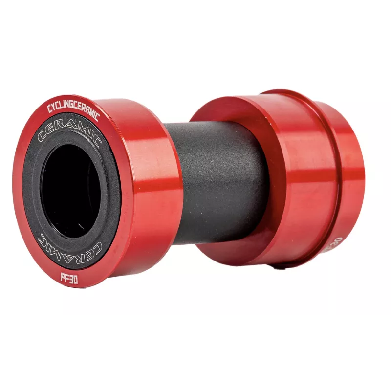 Boitier céramique Cyclingceramic BBRIGHT pour axes de 24mm rouge côté opposé au pédalier