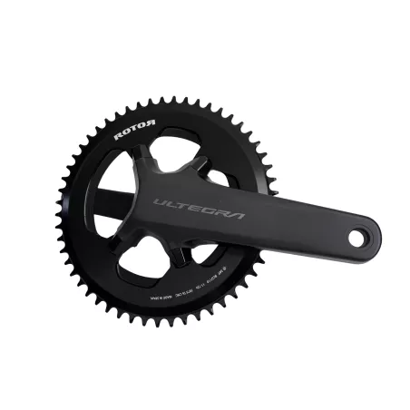 Exemple de montage sur un pédalier Shimano Ultegra R8150 12v: un monoplateau 54 dents avec caches Rotor (photo velo-perso.com)