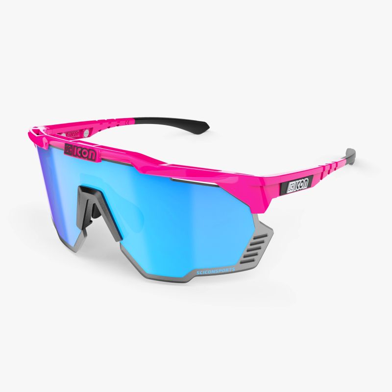 SCICON - AEROSHADE KUNKEN PINK FLUO MULTIMIRROR BLUE + VERRES ROSES