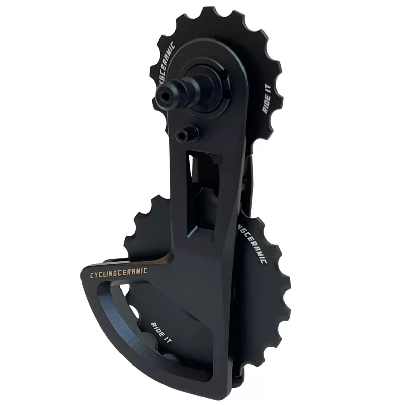 Chape CyclingCeramic Pro pour Shimano Ultegra Di2 R8150 avec galets pleins noirs 14 et 19 dents