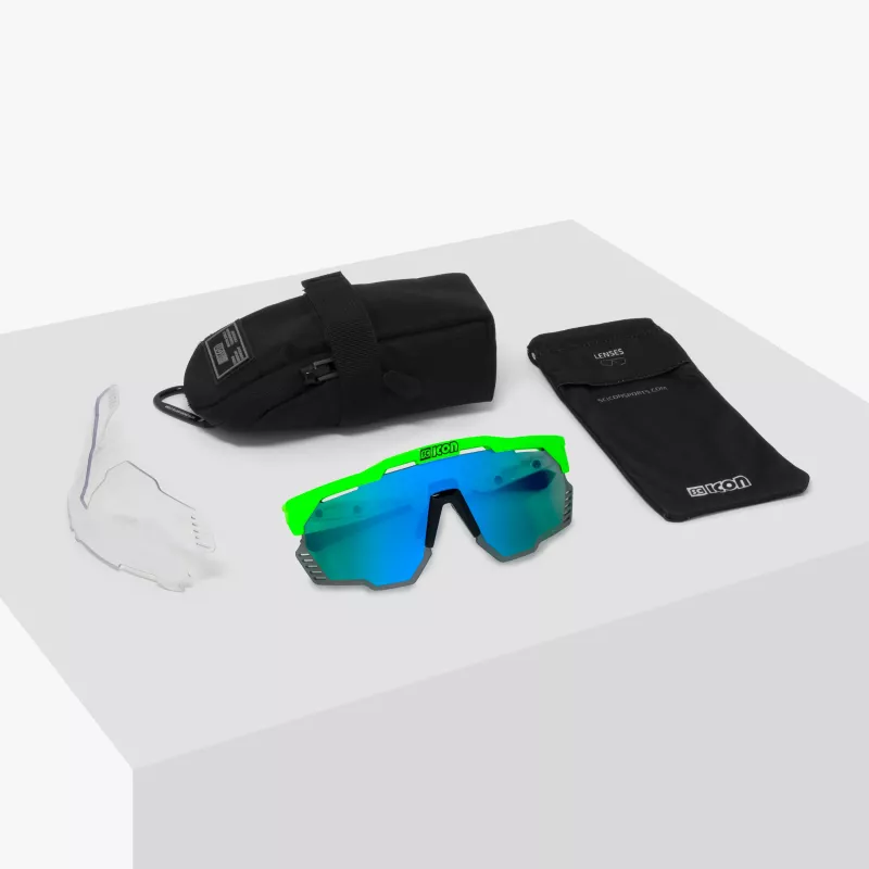 Lunettes Scicon Kunken Green Fluo – Édition Pogacar TDF 2025 | Velo-Perso