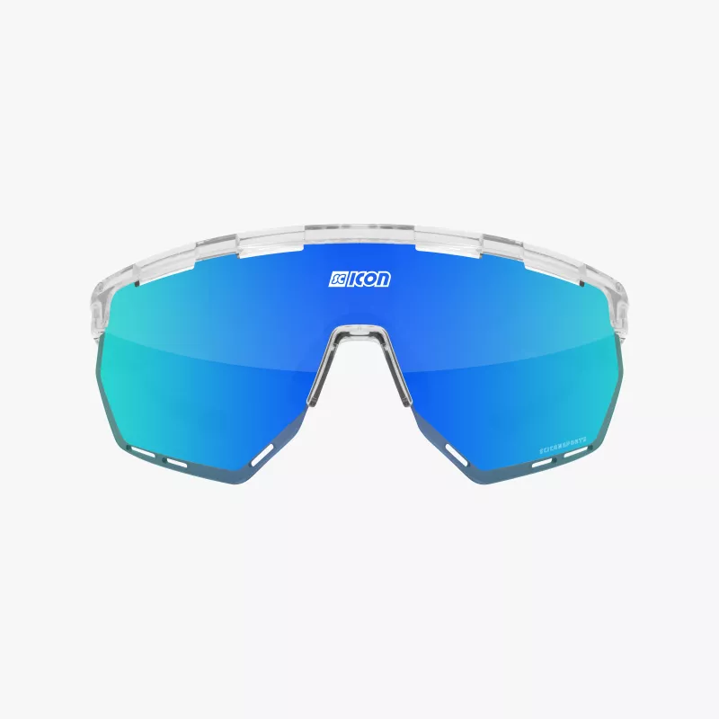 Lunettes Scicon Aerowing Crystal Gloss – Verre Multimirror Blue | Fabriquées en Italie