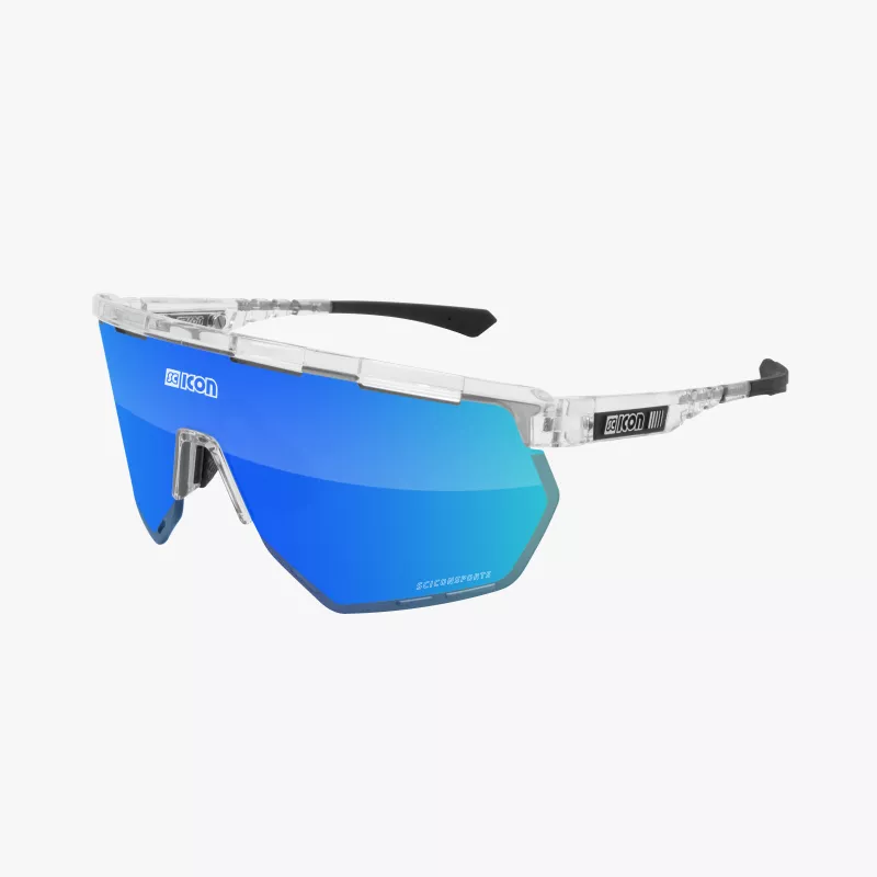 Lunettes Scicon Aerowing Crystal Gloss – Verre Multimirror Blue | Fabriquées en Italie