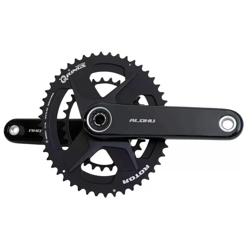 Photo réelle du pédalier Rotor Aldhu 48/31 Q-Rings – vue de profil – prise par Velo-Perso.com