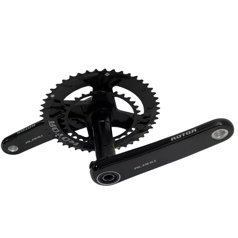 Photo réelle du pédalier Rotor Aldhu 48/31 Q-Rings – vue arrière – prise par Velo-Perso.com