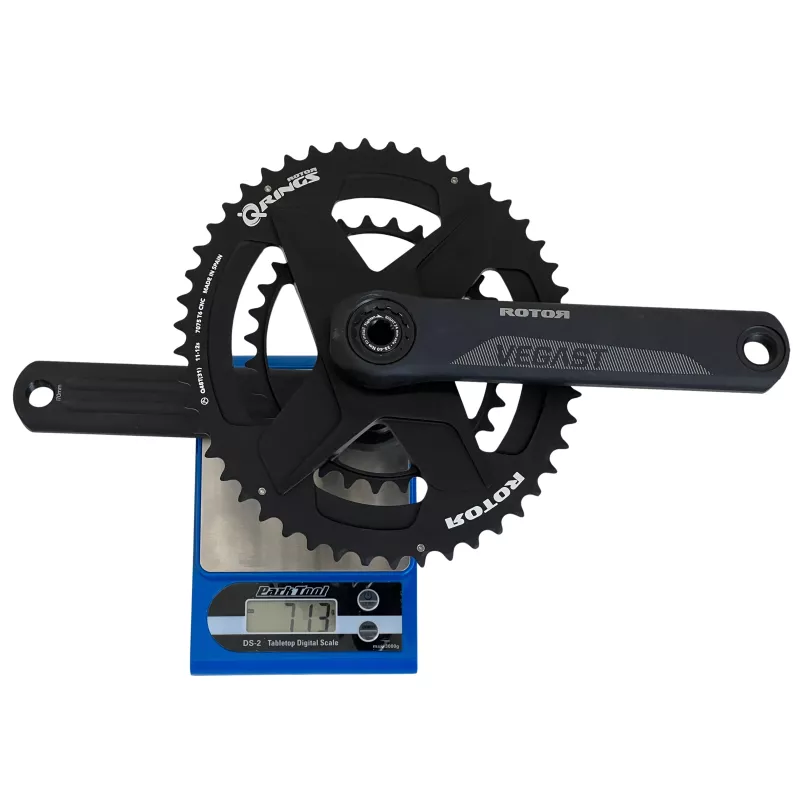Pédalier Rotor Vegast 24 mm avec spidering ovalisé Q-Rings 12v 48/31, poids vérifié 713 g