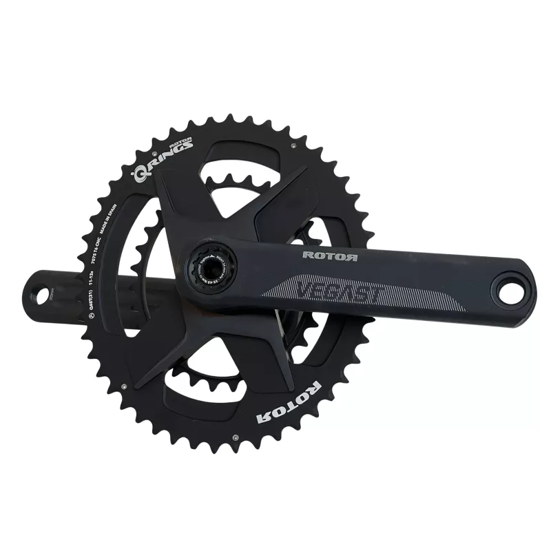 Pédalier Rotor Vegast 24 mm monté en spidering Q-Rings ovalisé 12 vitesses 48/31