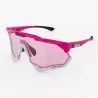 Vue de face des lunettes de cyclisme SCICON Aeroshade XL Pink Fluo avec jeu de verres Multimirror Pink