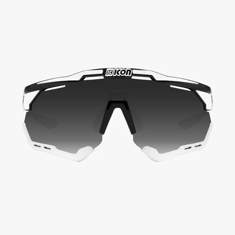 SCICON Aeroshade XL Black Gloss White Bolt – Multimirror Silver Lens + Clear Lens