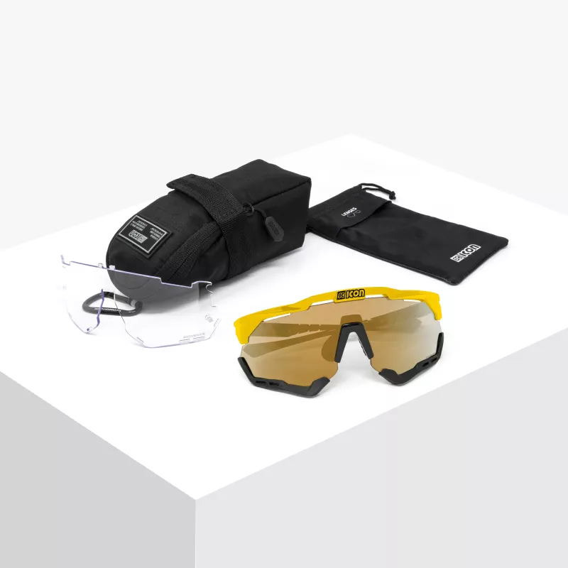 SCICON Aeroshade XL Yellow Gloss – Verre Bronze | Lunettes cyclisme portées par Pogačar TDF 2024