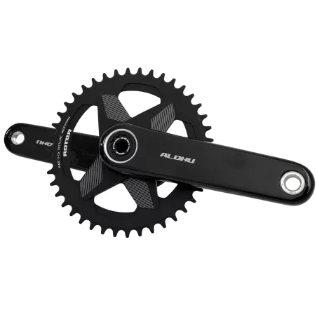 Pédalier Rotor Aldhu Carbon 1x12 avec plateau rond 42 dents (NOQ), vue 3/4