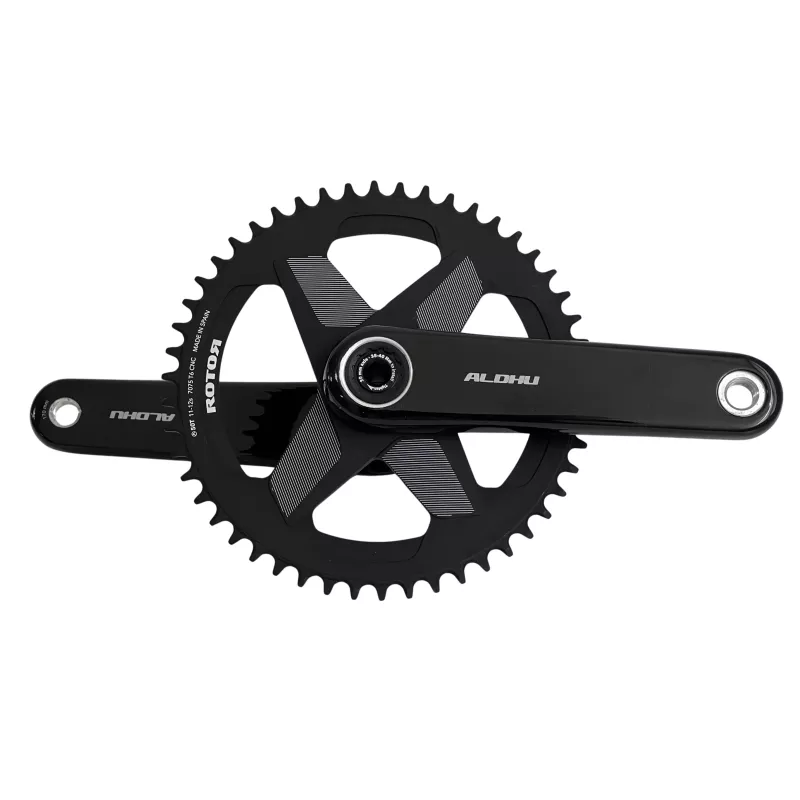 Pédalier Rotor Aldhu Carbon 1x12, plateau 50 dents, vue de face