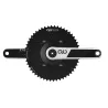 Front view of white QO RACE crankset with 52/36 aero chainrings and carbon construction.