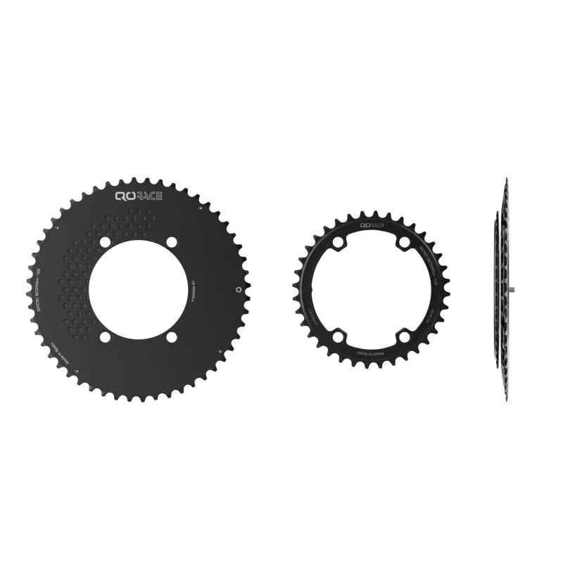 Jeu de plateaux QO RACE BCD 110x4, usinage aluminium 7075 T6, design léger et rigide pour transmission 12v.