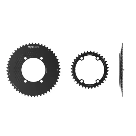 Jeu de plateaux QO RACE BCD 110x4, usinage aluminium 7075 T6, design léger et rigide pour transmission 12v.