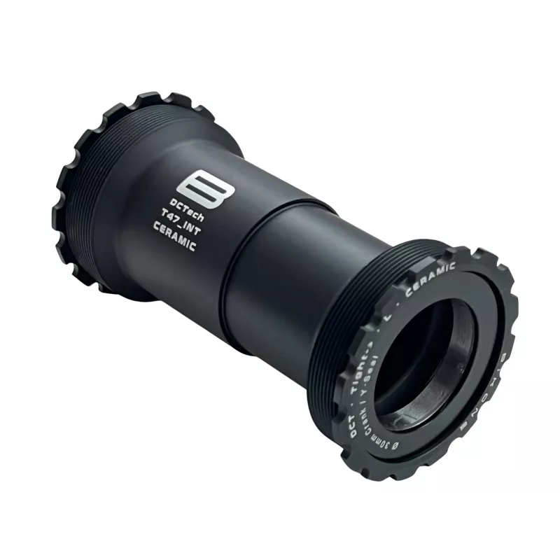 Boîtier de pédalier céramique Bikone DCTech T47-30 interne, vue oblique – filetage interne T47, compatible axe 30 mm