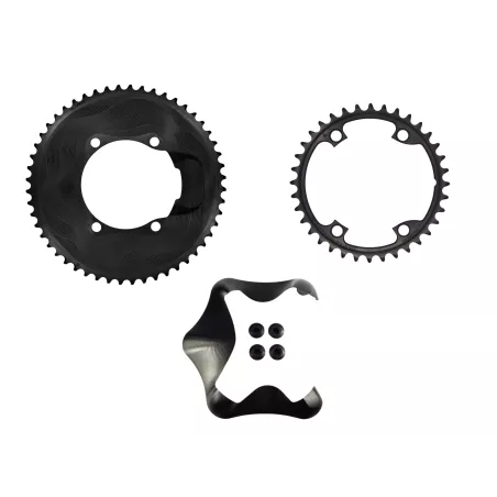 Kit complet Alugear Shimano 12 vitesses – grand plateau, petit plateau, cache aéro et visserie