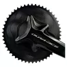 Shimano Dura-Ace R9200 crankset fitted with Alugear aero chainring and cover kit – black anodized finish with wave profile.