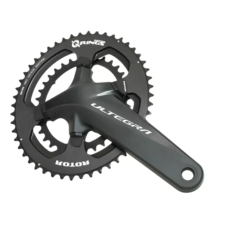 Pédalier Shimano R8000 avec plateaux Rotor Qrings 50/34 et caches vis