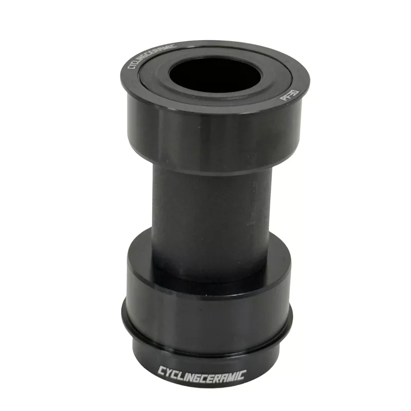 Boîtier BBright Shimano CyclingCeramic noir, vue verticale avec cuvettes 24 mm