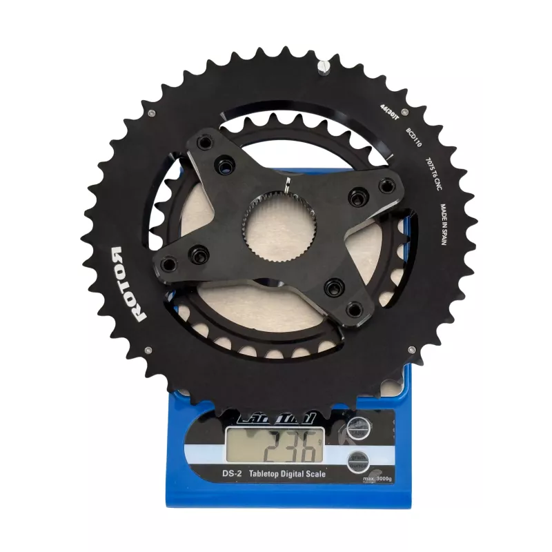 Etoile Rotor gravel 110/80mm BCD avec plateaux 46/30 sur balance 236g