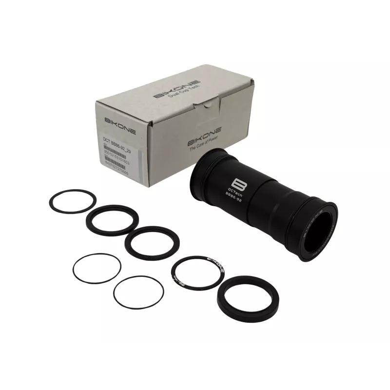 Boîtier de pédalier Bikone BB86 DUB acier avec accessoires de montage et entretoises pour axe 29 mm