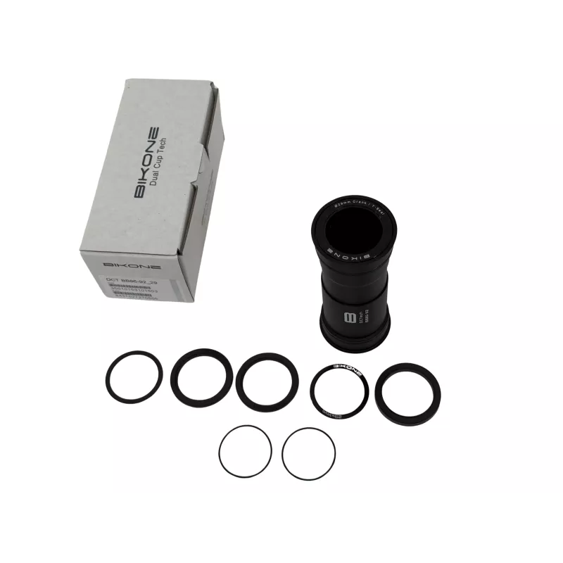 Complete Bikone BB86-92 DUB steel bottom bracket kit with spacers and seals for SRAM DUB road and gravel bikes