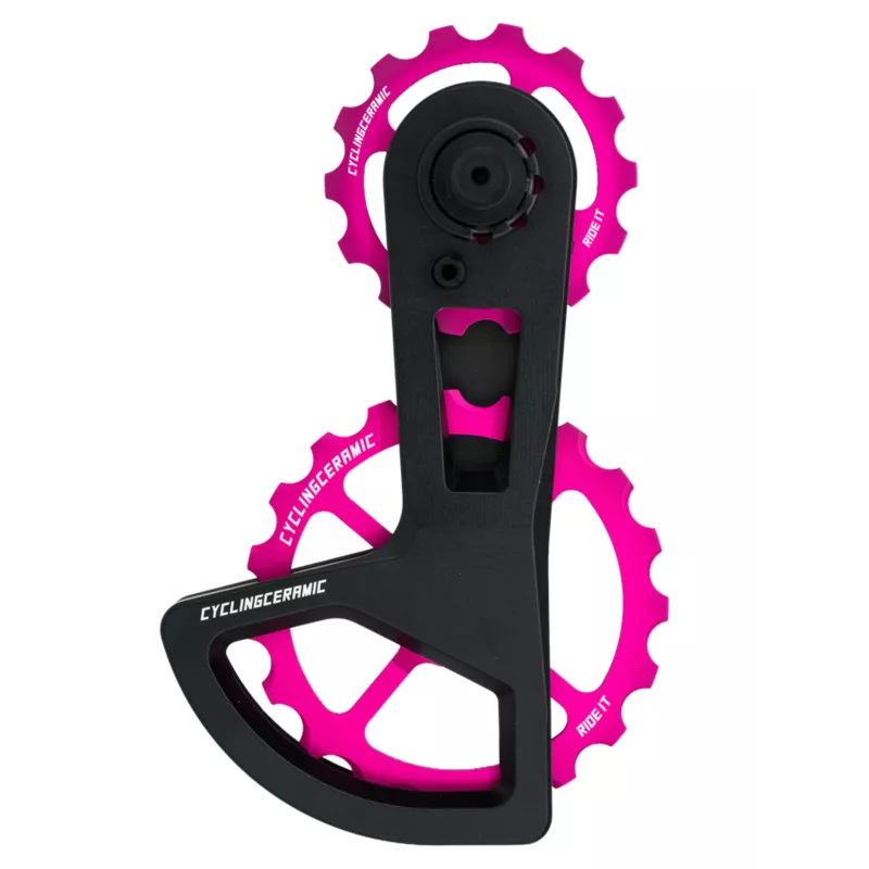 Chape CyclingCeramic rose pour Shimano 8150-9250 édition limitée chape carbone à galets céramique 14/19