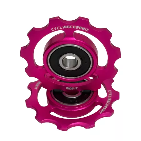 Galets de dérailleur CyclingCeramic roses édition limitée, galets céramique 11 dents pour transmissions Shimano 11&12v