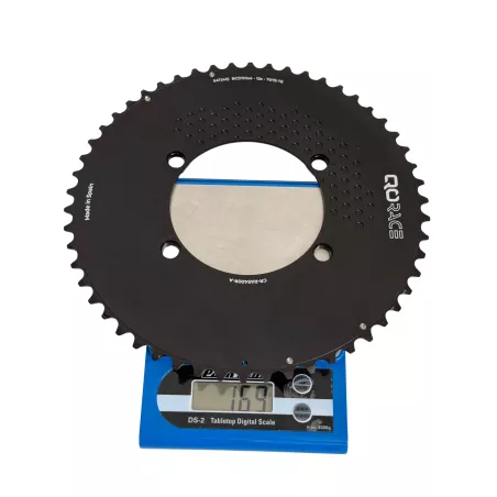 QO Race 54 tooth outer chainring BCD110x4 made from 7075-T6 aluminum, verified weight 169 g