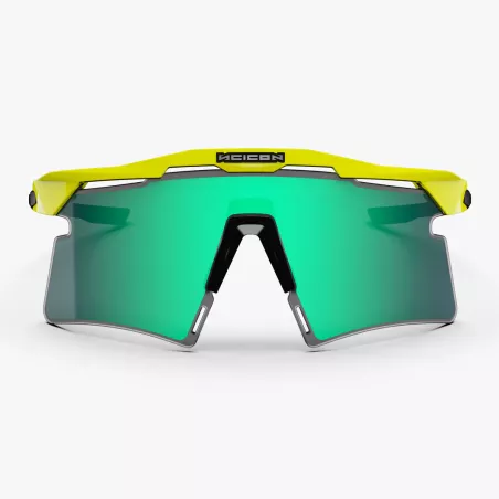 Vue de profil des SCICON Aeroshade 2.0 Titanium Yellow Fluo
